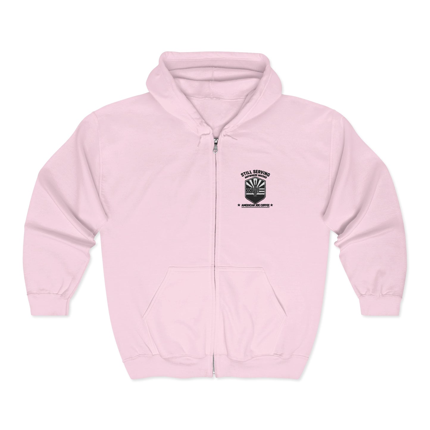 Zip Hoodie with Small Chest Logo - Vintage Military Emblem