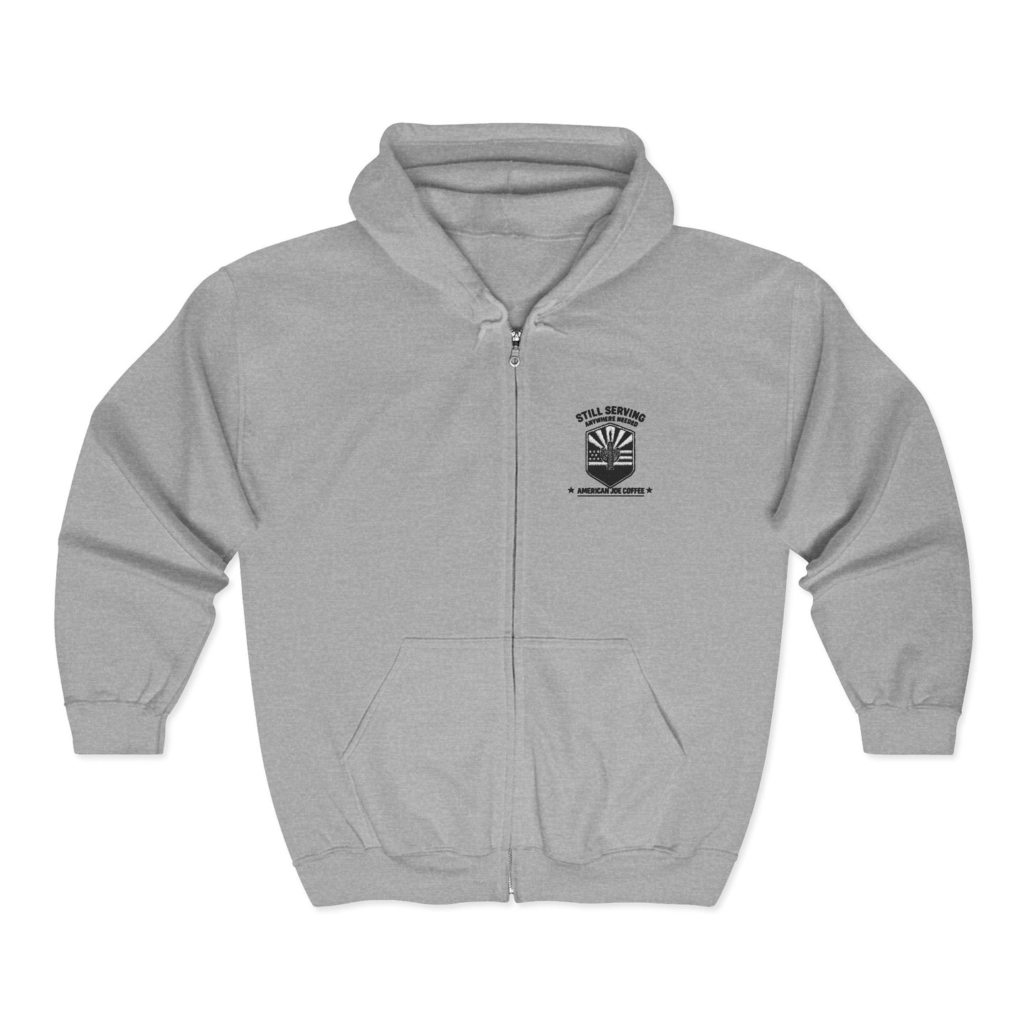 Zip Hoodie with Small Chest Logo - Vintage Military Emblem