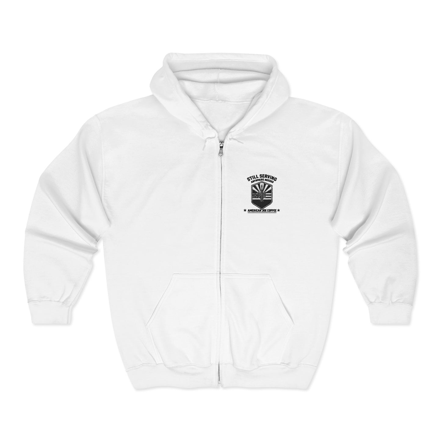 Zip Hoodie with Small Chest Logo - Vintage Military Emblem