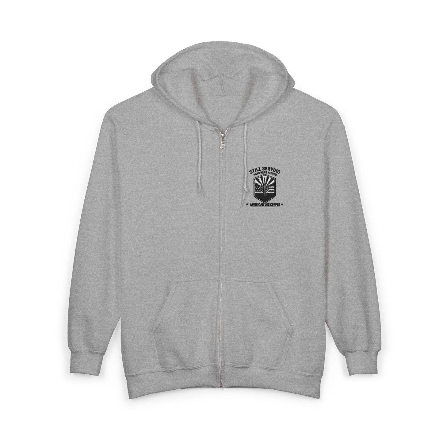 Zip Hoodie with Small Chest Logo - Vintage Military Emblem