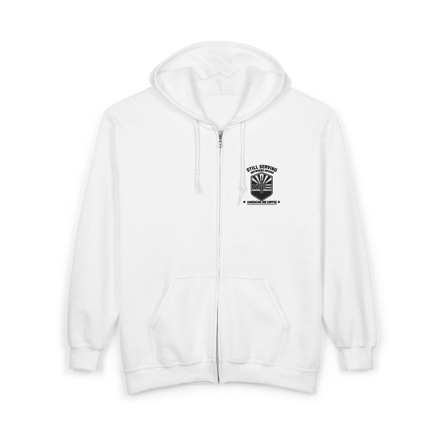 Zip Hoodie with Small Chest Logo - Vintage Military Emblem