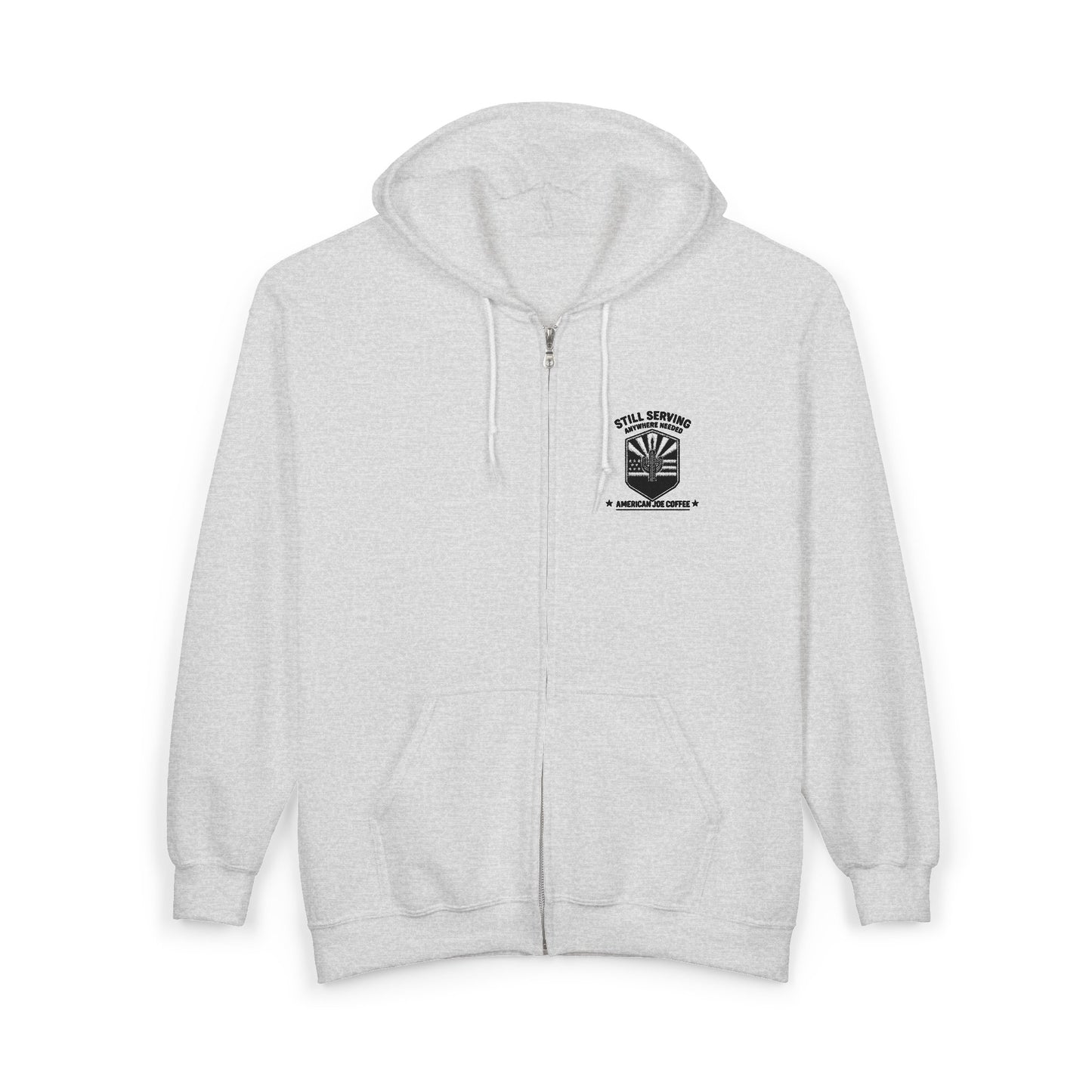 Zip Hoodie with Small Chest Logo - Vintage Military Emblem