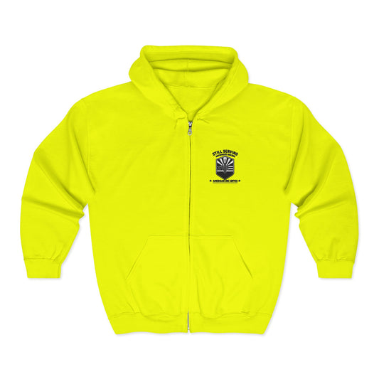 Zip Hoodie with Small Chest Logo - Vintage Military Emblem